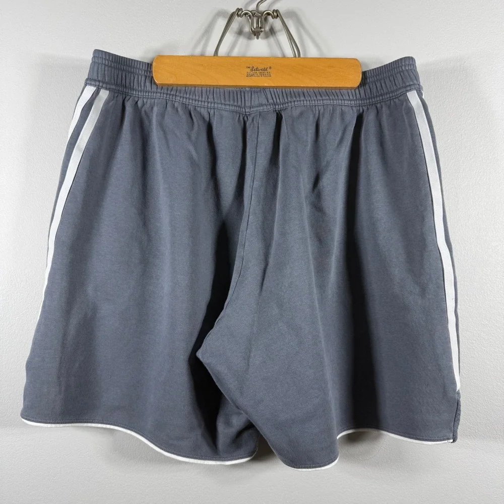Adidas Three Stripe Logo Fleece Athletic Shorts Gray XL